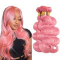 Pink Bundles Human Hair Light Pink Body Wave Hair Weave 22 24 26 Inch Niegmeag Brazilian Virgin Remy Hair Extensions 300g