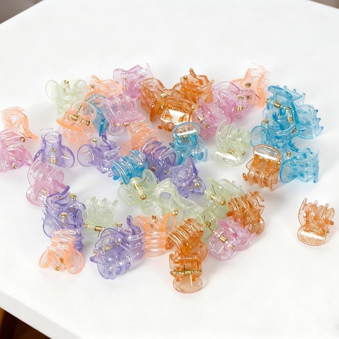50 PCS Mini Hair Claw Clips， Bangs Strong Grip Multifunction Clamp Clips. (Glitter)