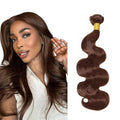 30 Inch Brown Bundles Human Hair Color 4 Body Wave Bundles Niegmeag Brazilian Virgin Soft and Silky Remy Hair Extensions Dark Brown Body Wave Bundle 100g