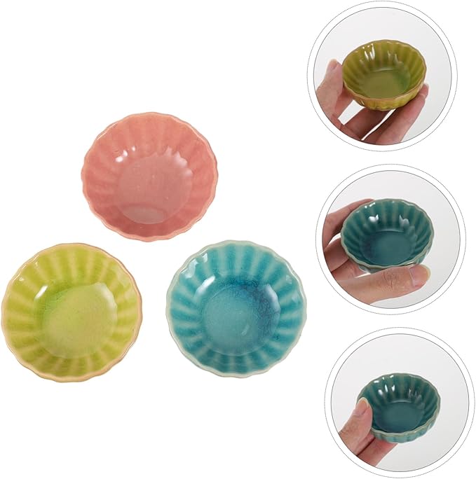 3Pcs Ceramic Essential Oil Bowls 2.83 Inch Spa Mixing Dishes for Aromatherapy Facial Mask and Hair Color Treatments Smooth Finish Salon Color Bowls