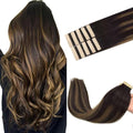GOO GOO Tape in Hair Extensions Human Hair, 2/6/2 Balayage Dark Brown to Chestnut Brown, 20inch 30g 10pcs, Skin Weft Seamless Invisible, Silky Straight with Thick Ends, Remy Human Hair