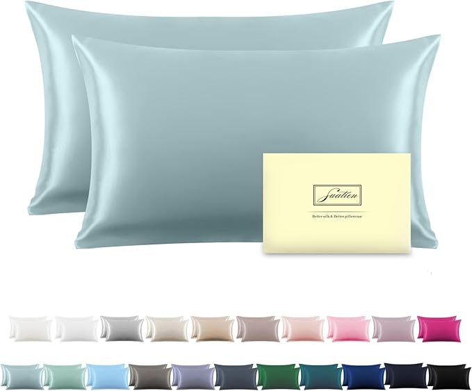 Silk Pillowcase for Hair and Skin, Soft, Breathable and Sliky Queen Size Silk Pillow Case, Both Sides Natural Mulberry Silk Pillowcases with Hidden Zipper (Queen Size 20"X 30")