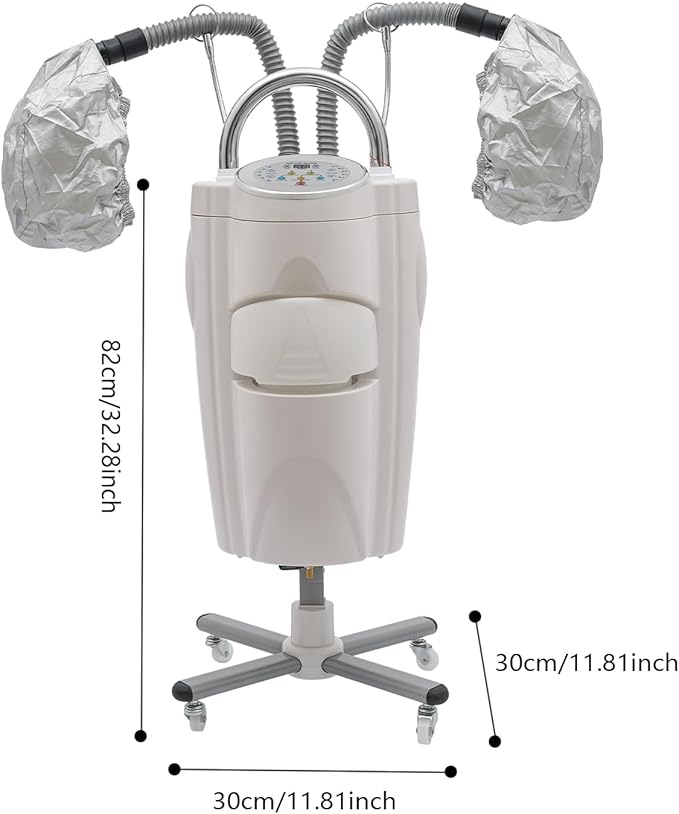 Professional Standing Hair Steamer Dryer, 700W Orbiting Rollerball Color Processor w/Rolling Base, Floor Hooded Treatment Machine for Home Hairdressing Salons