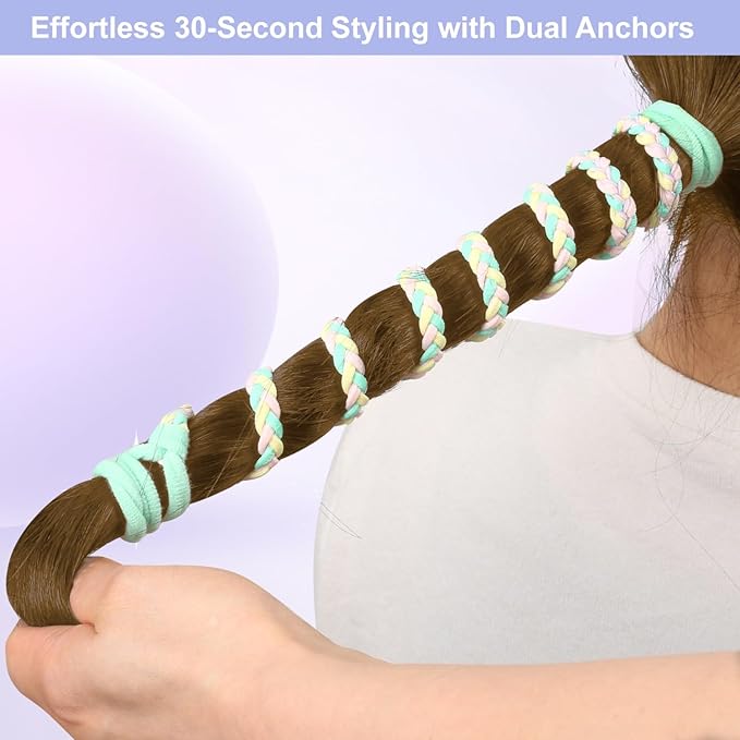 4 Pcs Spiral Hair Ties for Women & Girls, Rip Tie Hair Ties for Longhair, Elastic Braided Ponytail Holder, Tangle-Free, Effortless Styling for Gym, Running, Cycling, Surfing, Sports, Bright Color