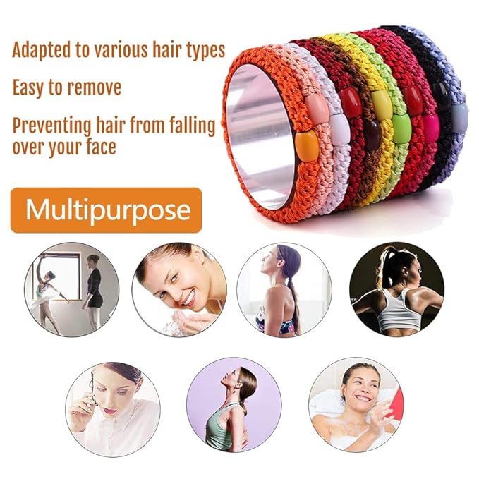 J.CARP 8Pcs Mixed color Hair Ties for Women Girls, Elastics Hair Bands Ponytail Holders, No Damage No Crease Hair Elastics, Perfect for Girls and Women with Thick or Curly Hair, Style 13