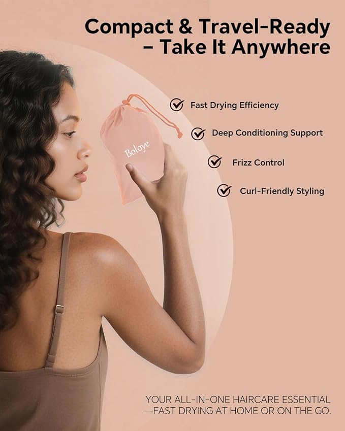 Hair Dryer Bonnet for Women, Large Hooded Attachment for Long Curly Braided Hair, Speeds Up Drying & Deep Conditioning, Fits All Head Sizes, Rose Gold (Extra Large)