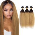 30 32 34 Inch Ombre Blonde Bundles Human Hair 1B27 Kinky Straight Bundles Niegmeag Virgin Remy Hair Extensions 2 Tone Black and Honey Blonde Yaki Bundle 150g