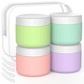 ME.FAN Travel Containers for Toiletries, TSA Approved 2 oz Silicone Cream Jars, Leak-proof Journey Containers, Trip Accessories with Lid for Cosmetic Face Hand Body Cream 4 Pack White Lid Bright
