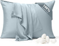 100% Pure Silk Pillowcase 2 Pack for Hair and Skin, Both Sides 23 Momme Grade 6A+ Mulberry Silk Pillowcases with Hidden Zipper, Soft&Smooth Cooling Pillow Cases (Ash Blue, King 20x36)