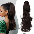 Claw Clip Ponytail Extension 18" Clip in Wavy Ponytail Hair Extensions Long Pony Tails for Women Extensions Dark Brown Wave Hairpiece