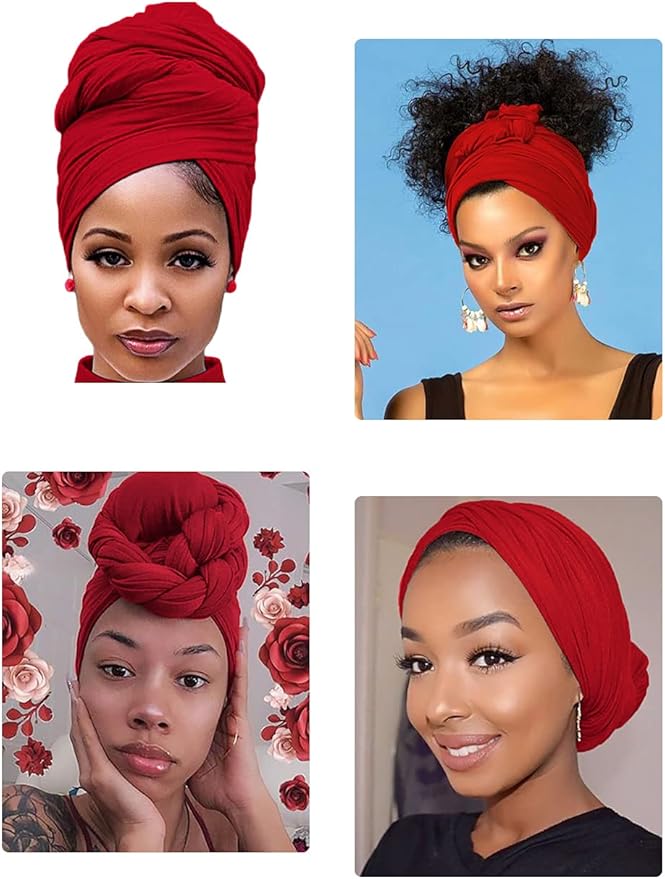 Harewom Head Wraps for Black Women Stretch Head Scarf Long African Hair Wraps Turban Headwraps Jersey Headbands