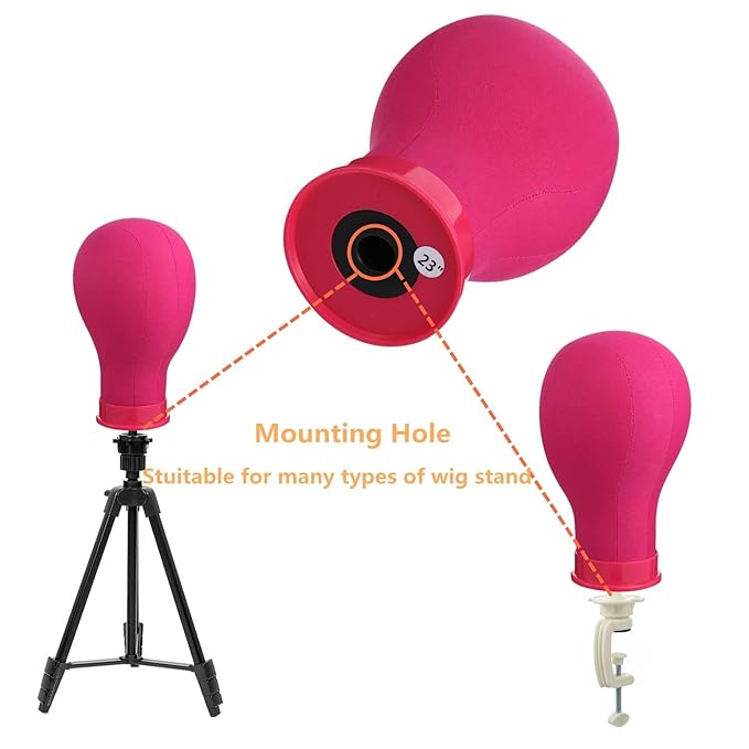 Wig Head 22 Inch Canvas Block Head Wig Stand with Mannequin Head for Wigs Making Display(22Inch, Rose)