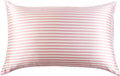 THXSILK Mulberry Silk Pillowcase for Hair and Skin Health, Grade 6A+ Mulberry Silk Pillowcase with Hidden Zipper, Soft and Breathable, 1pc (King 20"x36", Pink White Stripes)
