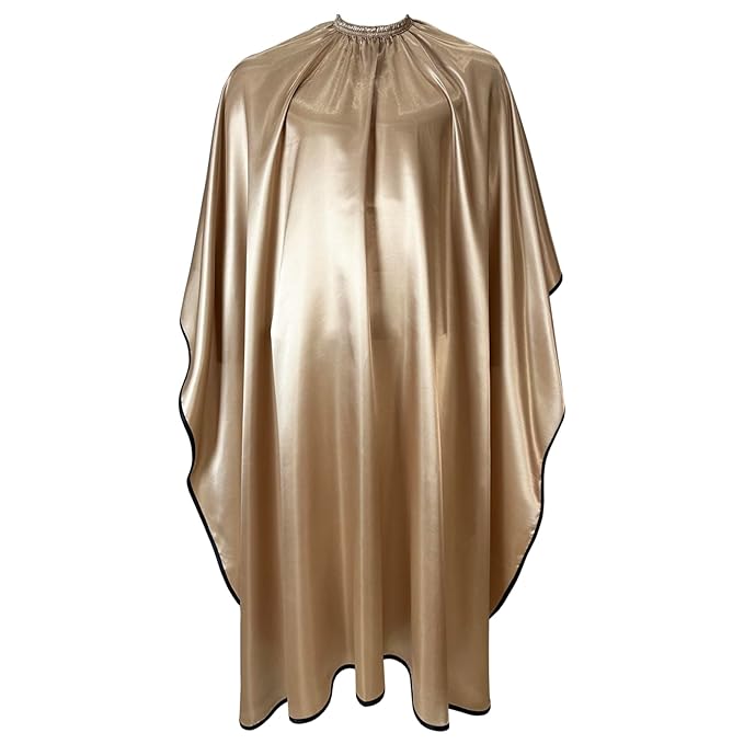 Salon Styling Capes for Clients, Hair Dye Cutting Capes with Elastic Hooks, Waterproof Light Weight Satin Sheen Styling Cape Barber Gown for Stylist, 63”*56”(Champagne Color)