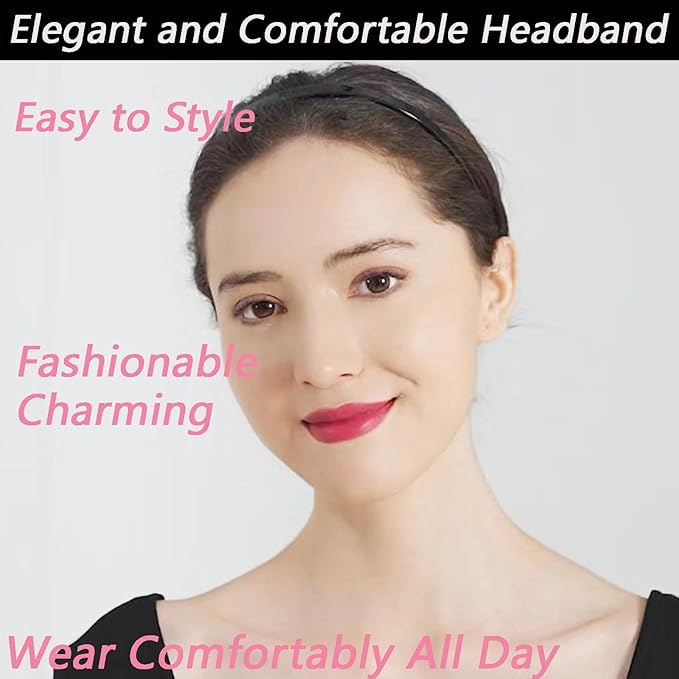 Black Headband Designed for Eyewear,Flex No Pressure Comfortable Hair Band Fashion Acetate Headbands for Womens Sisters Girls Gifts