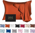 Mulberry Silk Pillowcase for Hair and Skin,Cooling Silk Pillow Case with Hidden Zipper,Allergen Proof Dual Sides Soft Breathable Smooth Silk Pillow Cover for Women (Orange, Toddler)