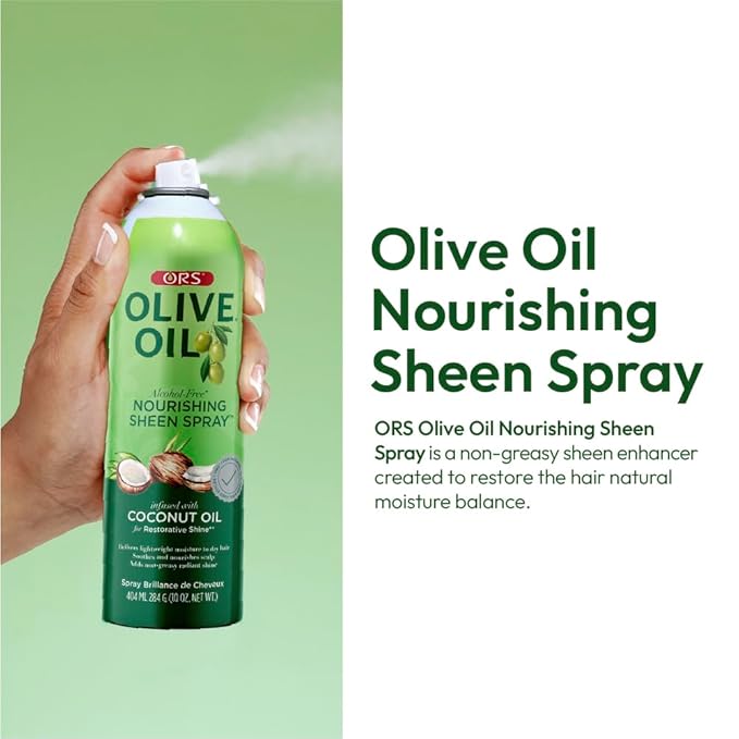 ORS Olive Oil Nourishing Sheen Spray infused with Coconut Oil 10 ounces (Pack of 2)