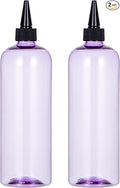 driew Applicator Bottles for Hair, 16.9oz Hair Squeeze Bottle for liquids Twist-On Top Tip Cap with Ratio Graduated Scale Color Applicator Bottle Dye Pack of 2 (16.9oz Clear Purple)
