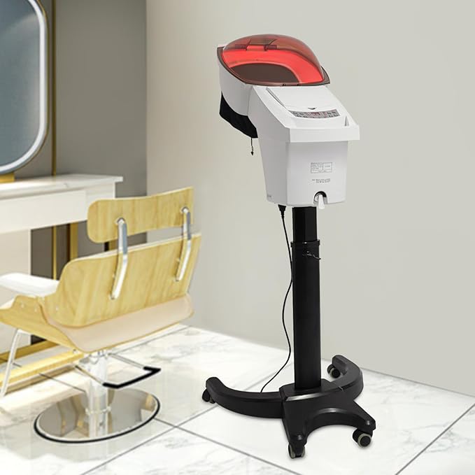 7-Color Hair Steamer, 700w Professional Standing Steam Machine with Adjustable Height, Hair Color Processing Steamer for Salons, Barbershops (White)