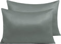 NTBAY Zippered Satin Pillow Cases for Hair and Skin, Luxury Queen Hidden Zipper Pillowcases Set of 2, 20x30 Inches, Dark Grey