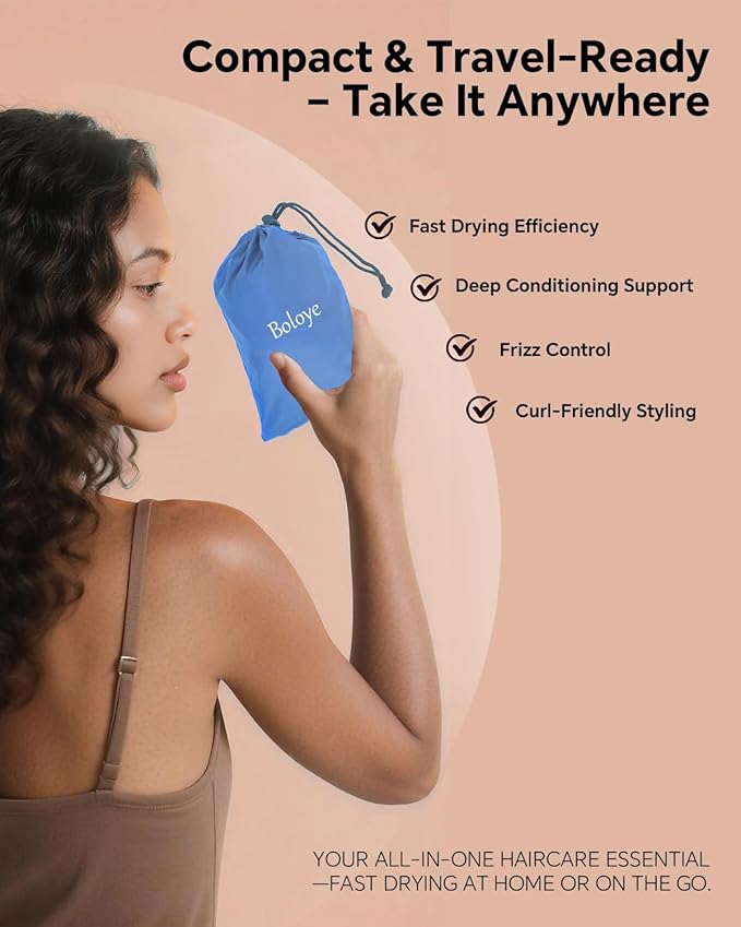 Hair Dryer Bonnet Attachment – 28.5" XL Hooded Dryer Cap for Faster Drying & Deep Conditioning, Extra-Large Space Fits Thick, Curly Hair & Styling Tools (Blue, Extra Large)
