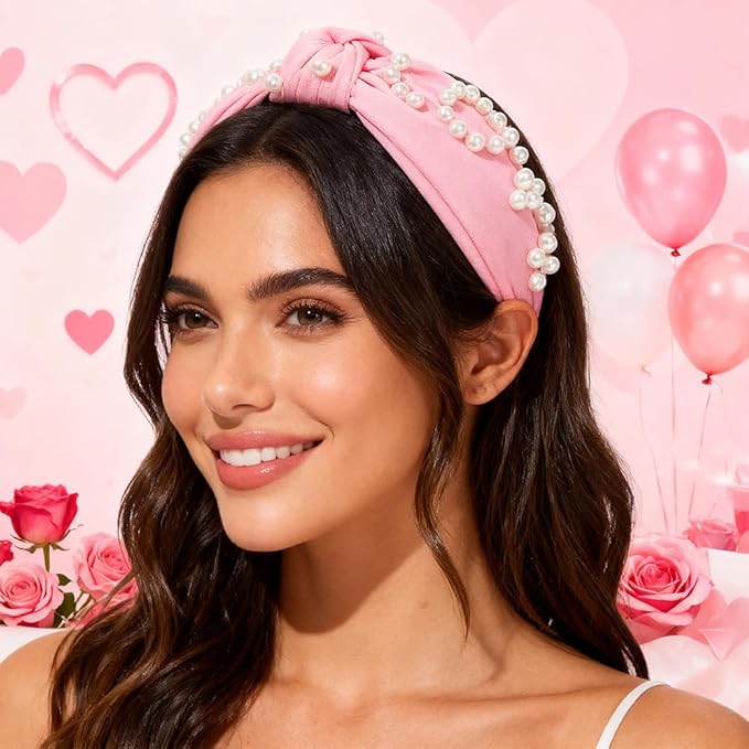 Headbands for Women,Non-slip Hair Accessories Wide Hair Band with Pearl Accessories for Valentine's Day Gift,Birthday,Party