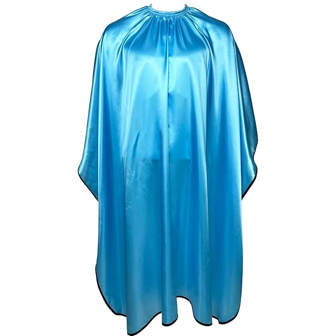 Salon Styling Capes for Clients, Hair Dye Cutting Capes with Elastic Hooks, Waterproof Light Weight Satin Sheen Styling Cape Barber Gown for Stylist, 63”*56”(Blue)
