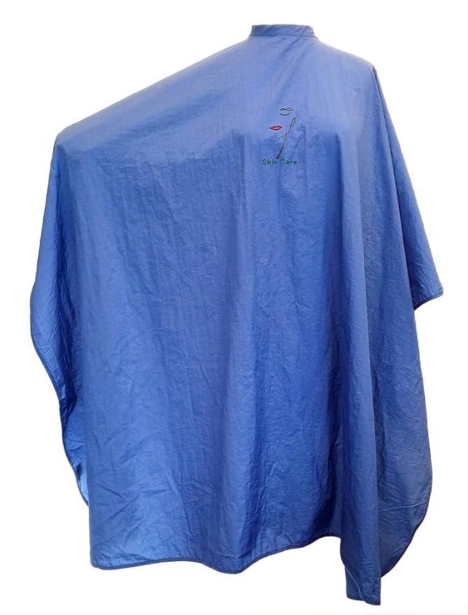 CHARLENE Professional Cutting Cape for Salon Hair Styling, Barber Haircut, Coloring, Skincare, Makeup (SA Logo, BLUE)