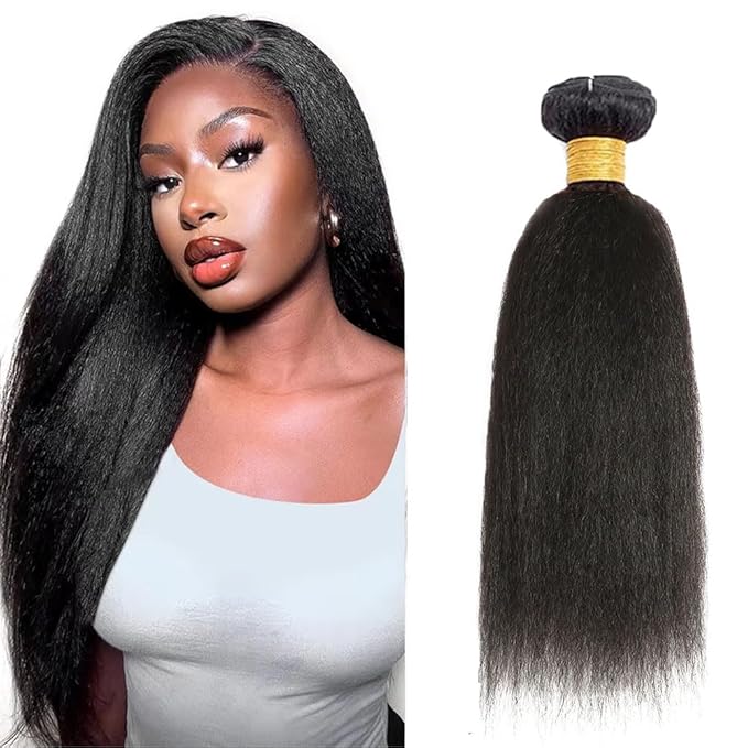 Kinky Straight Hair Bundle Color 1B Yaki Straight Bundles 18 Inch Niegmeag Grade 8A Brazilian Virgin Remy Hair Extensions Yaki Straight Human Hair Bundles