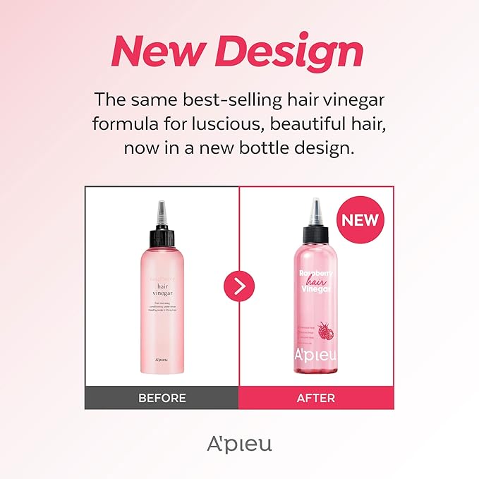 A’PIEU Raspberry Hair Vinegar Rinse - Scalp Clean & Detox for Oily and Itchy Scalp, Buildup & Dandruff Scalp Treatment, pH-Balancing for Fresh and Shiny Hair. Korean Hair Care. 6.76 fl oz