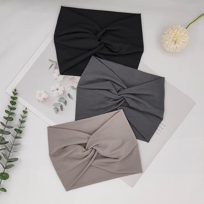 Wide Headbands For Women Extra Large Headband Twisted Knot Head Bands For Women's Hair Band Scarf Turban Accessories 6 Pack