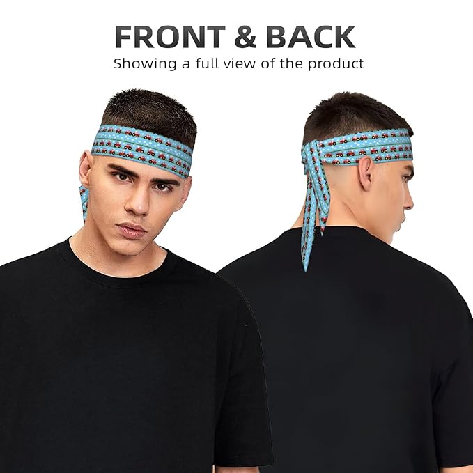 Boys Girls Sports Sweatbands, Multi Style Elastic Hair Band for Yoga Workout Shower, Cool Toy Tractor Pattern Headwear Head Accessories