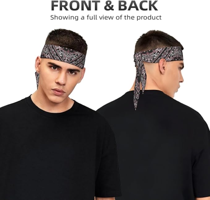 Sports Tie Headband Bandana Running Athletic Sweat Band Elastic Adjustable Sport Head Tie for Men Women Head Ties Ninja Tie Headbands Tennis Sweatbands Soccer Basketball Teams Running Head Band