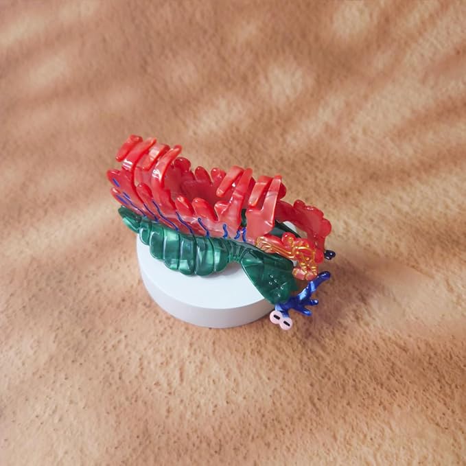 Cute Ocean Peacock Shrimp Hair Clip,Funny Acetate Claw Clips for Women