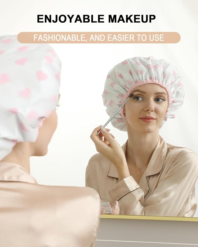 YIZIJIZI 2 Pieces Heat Cap for Deep Conditioning, Conditioning Cap Made of Aluminum Foil for Home and Salon Use, Hair Dyeing（White pink）