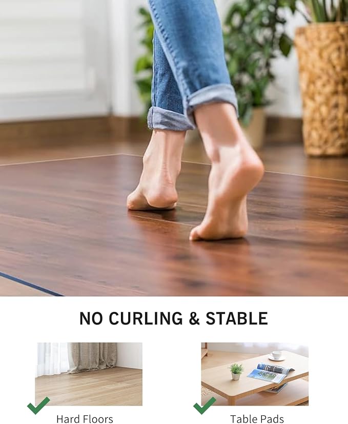 Clear Floor Mat for Home, 8'×12' Large Non-Slip Plastic Rug for Under Kitchen Table, Durable Waterproof Vinyl Area Mat for Baby Spills, Dog Accident, Anti-Scratch Floor Protector for Living Room