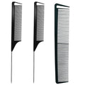3 Pcs Rat Tail Comb Parting Combs for Braids Barber Styling Combs Carbon Fiber Teasing Stainless Steel Pintail Comb for Women Men Fine Teeth Salon Hairdressing Hair Care Tools