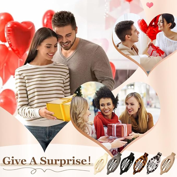 Flat Hair Clips for Women, French Hair Claw Clips for Thick, Thin, Long & Short Hair, Duck Billed Clips, No-Slip Grip Hair Styling Accessories for Women Girls Daily Use (White 6PCS)