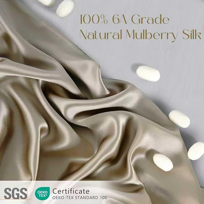 ZIMASILK 100% Pure Mulberry Silk Pillow Cases for Hair and Skin, Soft, Hypoallergenic & Smooth, Both Sides Grade 6A Silk, with Hidden Zipper, Gift for Women Men,1pc (King 20''x40'', Taupe)