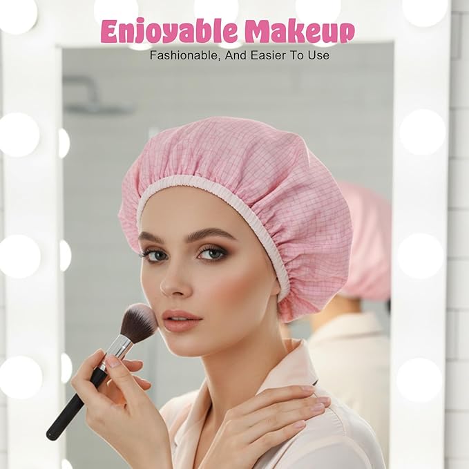 2 Pcs Heat Cap for Deep Conditioning, Conditioning Cap Made of Aluminum Foil with 100pcs Disposable Plastic Caps, Portable Thermal Hair Steam Caps for Home and Salon Use Hair Dyeing