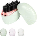 Mini Straightener,Mini Hair Straightener for Women,New Rechargeable Wireless Portable Hair Straightener Brush,Rapid-Heat with Three Temperature Controls,Heat-Resistant Shell Travel Comb (Green)