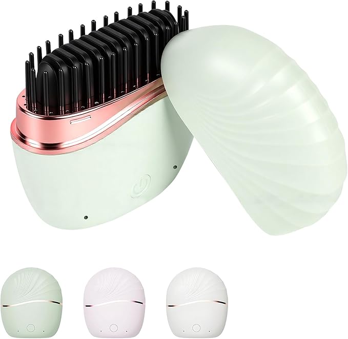 Mini Straightener,Mini Hair Straightener for Women,New Rechargeable Wireless Portable Hair Straightener Brush,Rapid-Heat with Three Temperature Controls,Heat-Resistant Shell Travel Comb (Green)