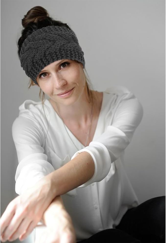 DRESHOW Knit Crochet Headband for Women Ear Warmer Soft Turban Stretch Warmer Headbands Winter Fashion Head Wrap