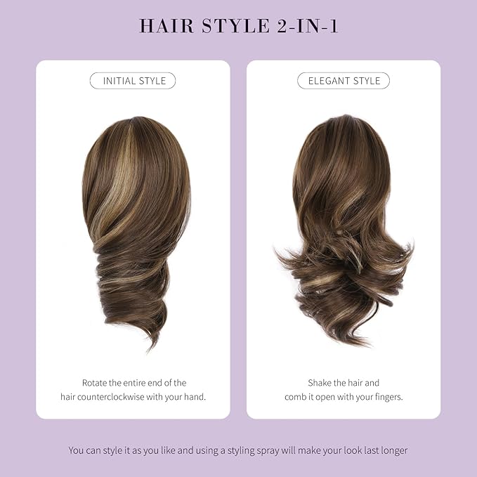 Clip on Ponytails for Women - 12 Inch Curly Black Ponytail Extension, Curly Pony Tails Hair Extensions, Synthetic Hair Extensions Ponytail, Natural Hair Pieces for Women (Color: Black)