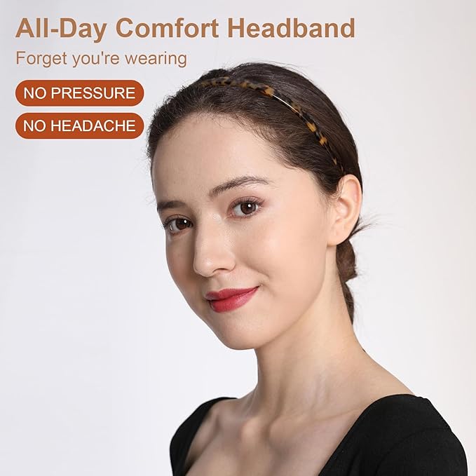 3 Pack Eyewear Headbands,No Headache Non Slip Hair Bands Fashion Thin Headbands for Womens Sisters Girls Gifts(Black,Tortoise,Amber)