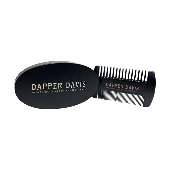 Wooden Beard Brush with Boar Bristles & Pear Wood Comb Set
