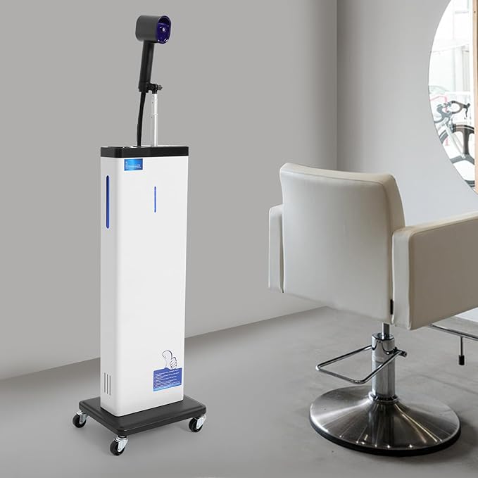 Nano Hair Steamer, 1300W Professional Micro-Mist Hair Steamer 9-Gear Adjustable, Floor Type 360° Rotation Universal Wheel for Hair Deep Care Hair Repair Salon Spa (White)