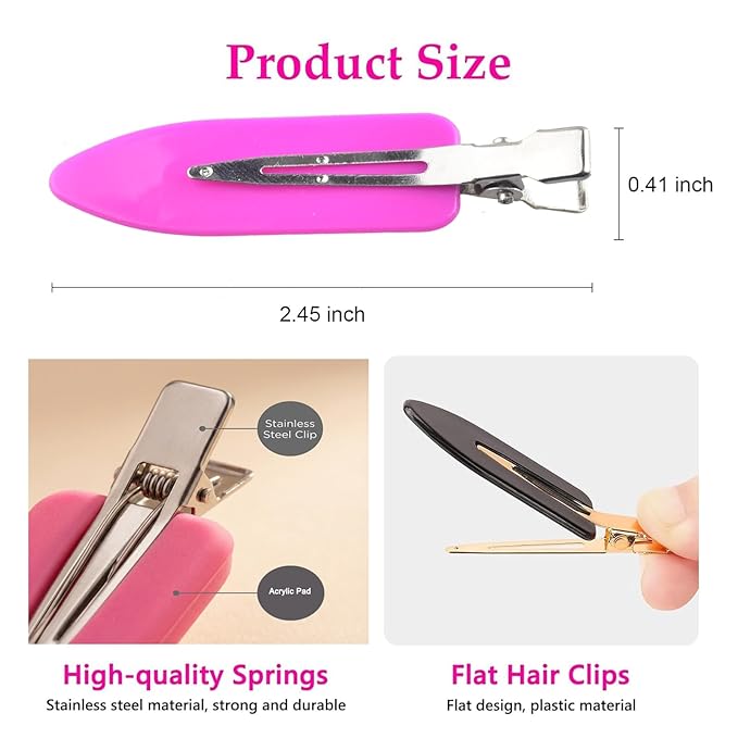 No Crease Hair Clips Makeup Pin Curl Clip Bulk 40Pcs Multicolor No Bend Dent Bang Creaseless Hair Clips for Makeup Application Bangs Hairpin Setting Pins Clip for Women Styling (M.Pink)
