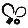 2Pcs Spa Headband for Washing Face & 1 Pairs Wristband Set Sponge Makeup Skincare Headband &Terry Cloth Bubble Soft Hairband for Women Girl Puffy Padded Headwear Non Slip Thick Hair Accessory (black)