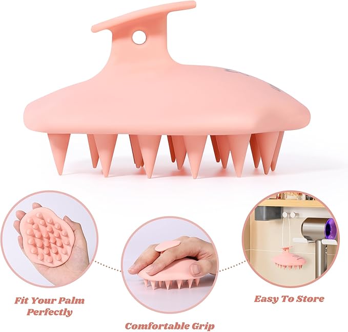 URTHEONE Scalp Massager Shampoo Brush for Hair Growth,Soft Silicone Scalp Scrubber Shower Brush for Women Men Kids Stress Relax&Scalp Exfoliator,Scalp Scrubber for Dandruff Removal (Salmon)